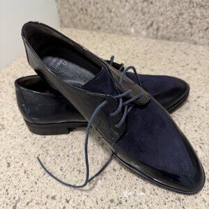 Paul Green Soho Oxford - Black Patent + Dark Navy Suede/Laces - NEW Size 10